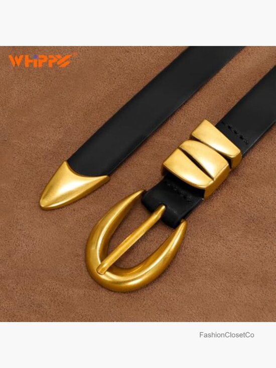 Women\'s Skinny PU Leather Belt with Gold Buckle main image 6